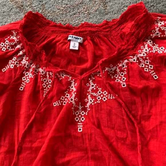 Red Cotton Poet’s/Boho Blouse - Picture 2 of 9